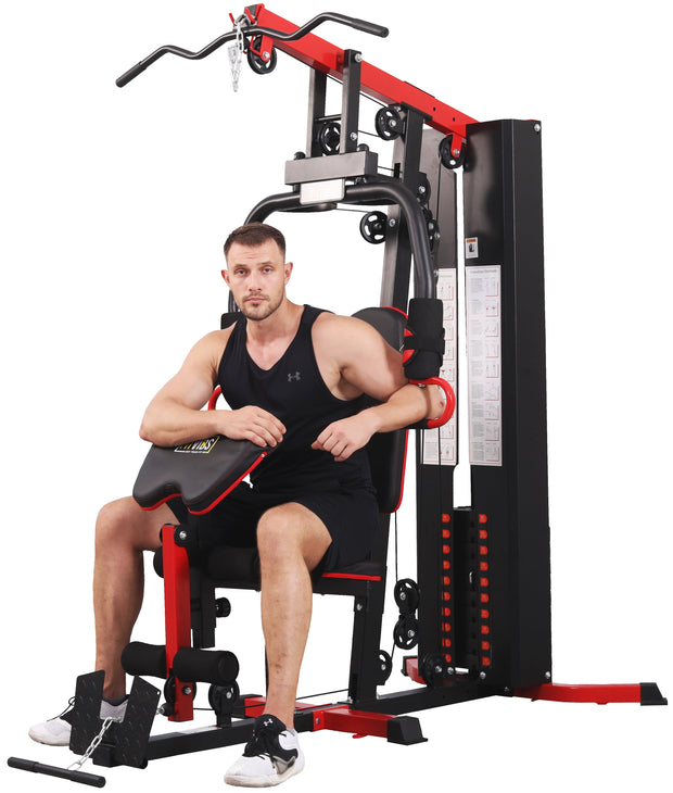 LX760 Multifunctional Full Home Gym System Workout Station with 122.5 Lbs Weight Stack, One Station with Leg Training Pedal, Comes with Installation Instruction Video, Ships in 5 Boxes