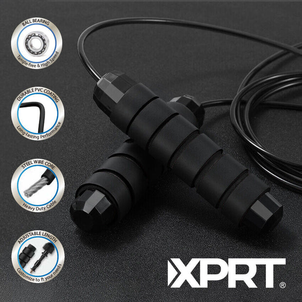 XPRT Fitness Pro Jump Rope - Tangle-Free with Ball Bearings, Adjustable 13Ft