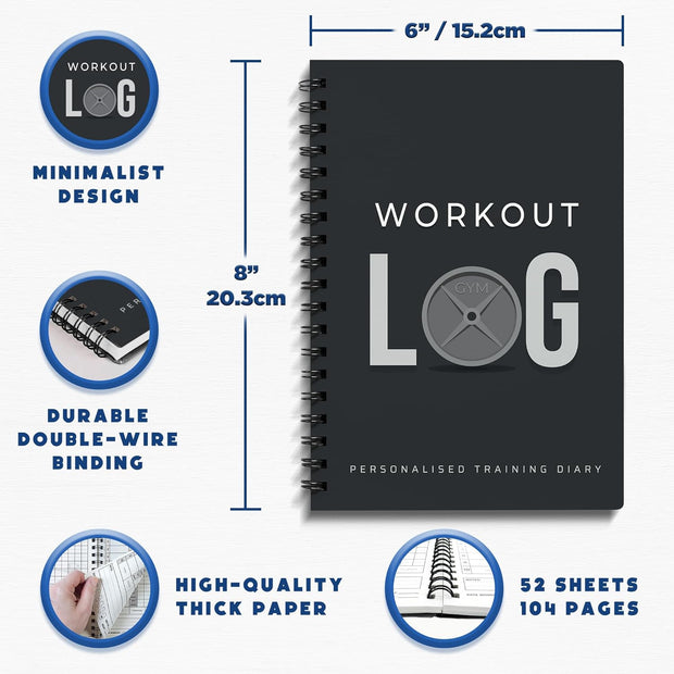 Workout Planner for Daily Fitness Tracking & Goals Setting (A5 Size, 6” X 8”, Charcoal Gray), Men & Women Personal Home & Gym Training Diary, Log Book Journal for Weight Loss by