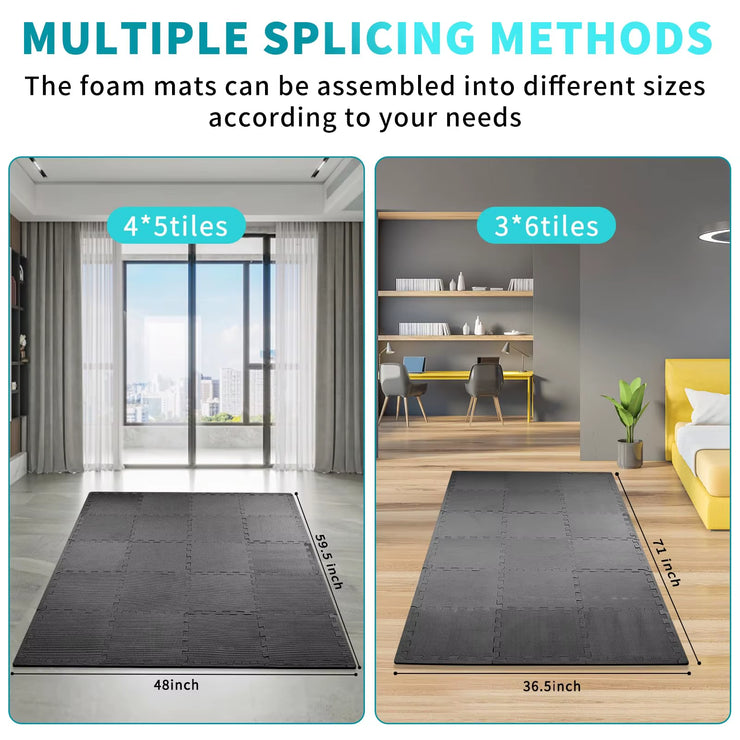 6/18Pcs Gym Flooring Set EVA Interlocking Foam Floor Tiles for Home Gym Play Workout Exercise Mats Fitness Puzzle Exercise Mat