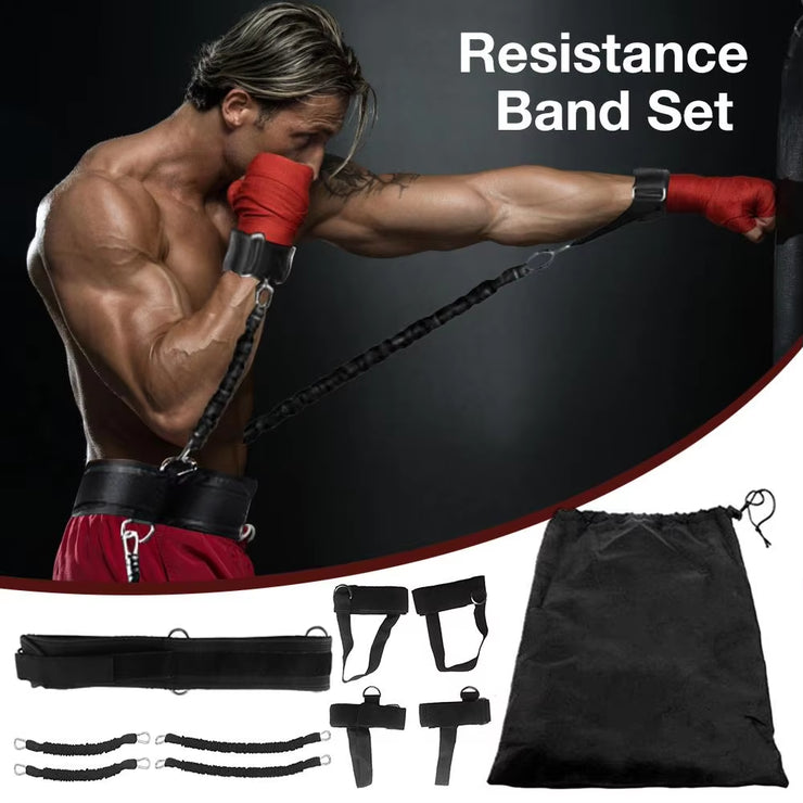 Boxing Training Resistance Band Set Fitness Resistance Bands Waist Leg Bouncing Training for Arm Exercises Boxing Muay Training